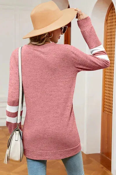 Striped Heathered Round Neck T-Shirt Women's T-Shirts - Tophatter Daily Deals